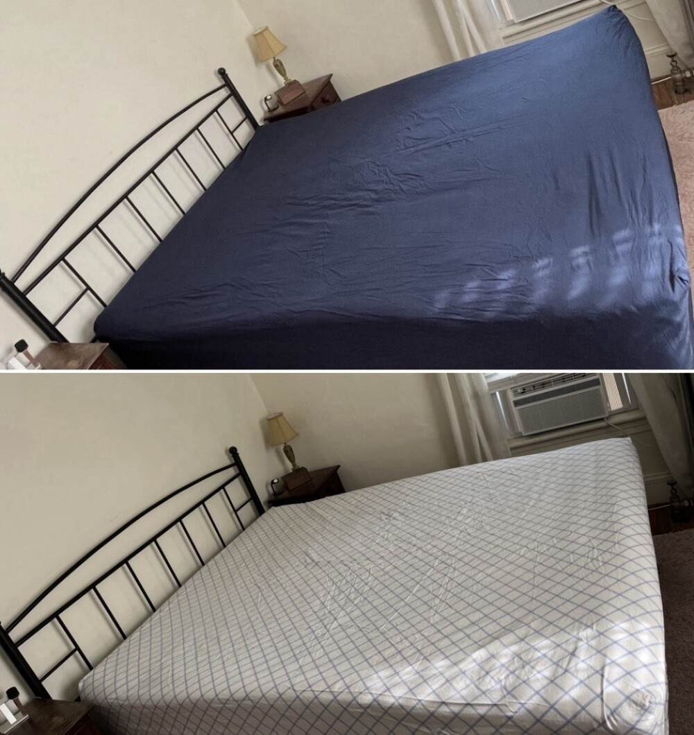 Tommy Hilfiger Queen Fitted Bed Sheet Lot Navy Blue White Plaid 100% Cotton Y2K